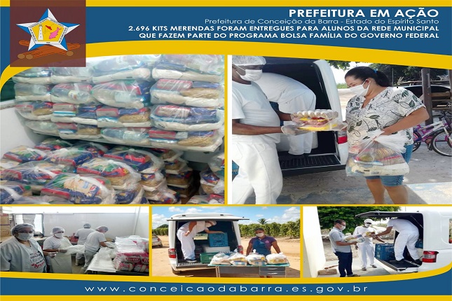 Quase três mil alunos da rede municipal de ensino de Conceição da Barra-ES, foram beneficiados com o kit alimentação.