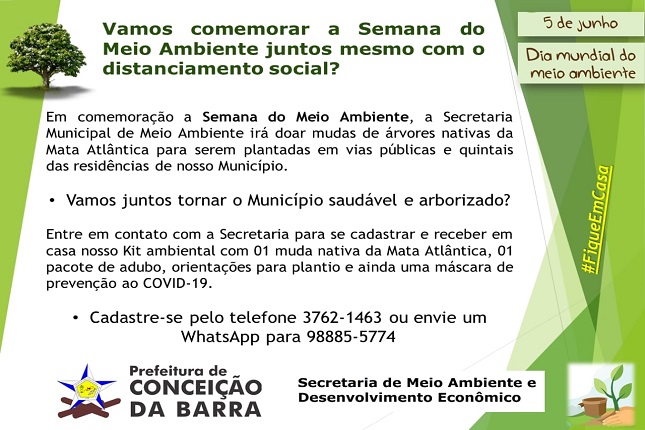 Prefeitura Municipal de Conceição da Barra-ES, comemora Semana do Meio Ambiente com doações de Mudas 